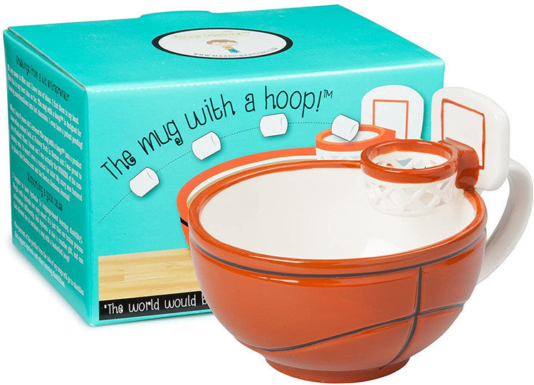 The Mug with a Hoop | Ceramic Coffee & Hot Chocolate Mug; Cereal; Soup Bowl | 16OZ Cup | Best Novelty Gift Idea for Coaches; Dad; Mom; Kids; Birthday; Basketball & All Sport Lovers