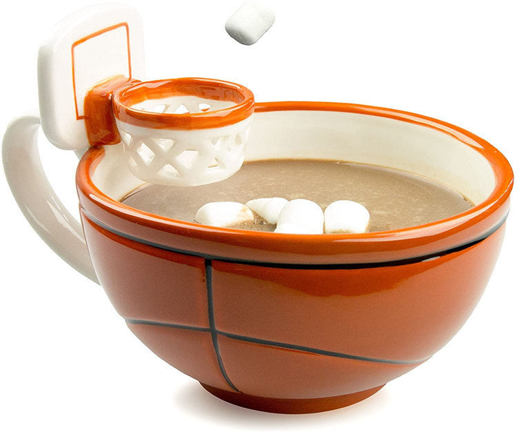 The Mug with a Hoop | Ceramic Coffee & Hot Chocolate Mug; Cereal; Soup Bowl | 16OZ Cup | Best Novelty Gift Idea for Coaches; Dad; Mom; Kids; Birthday; Basketball & All Sport Lovers