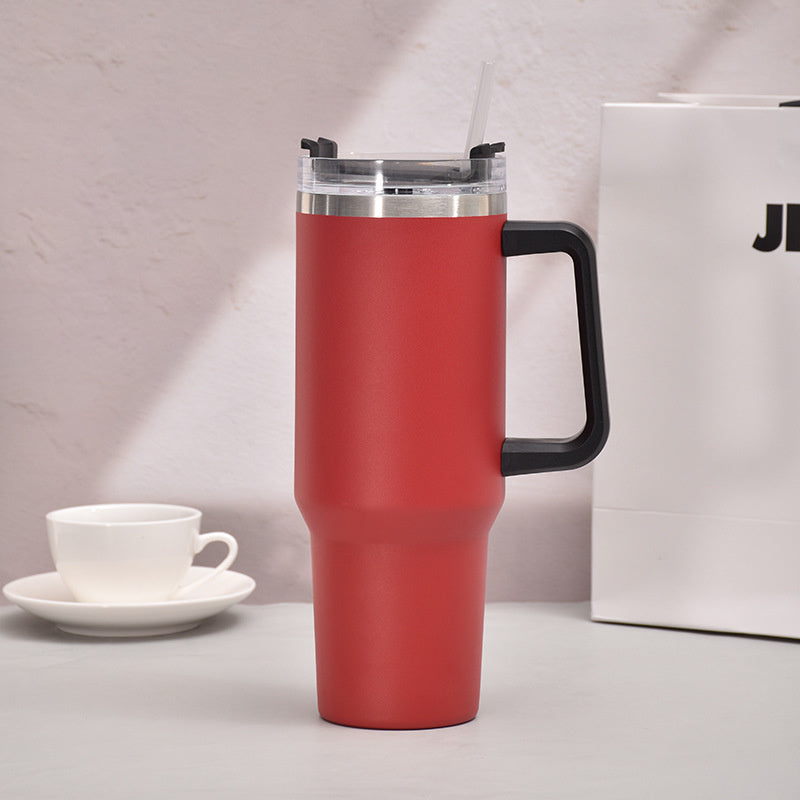 40oz Handle Car Cup with pipette stainless Steel insulated Cold beer cup portable ice cup with handle; Insulated Reusable Leakproof Stainless Steel Water Bottle Travel Mug Iced Coffee Cup